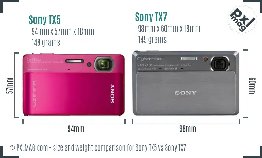 Sony TX5 vs Sony TX7 size comparison