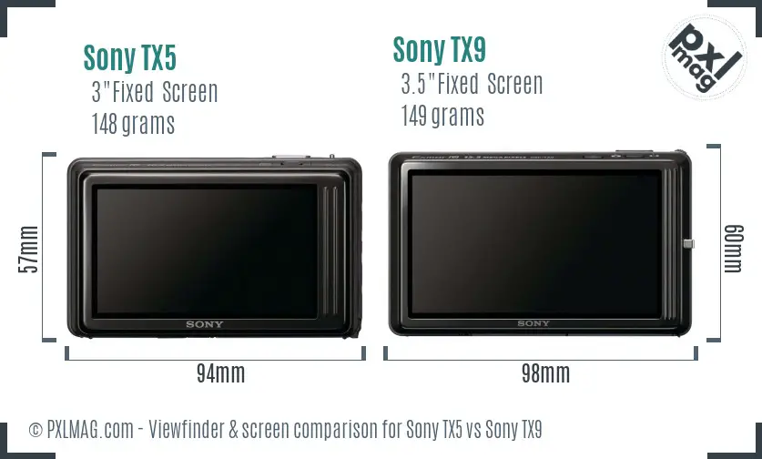 Sony TX5 vs Sony TX9 Screen and Viewfinder comparison