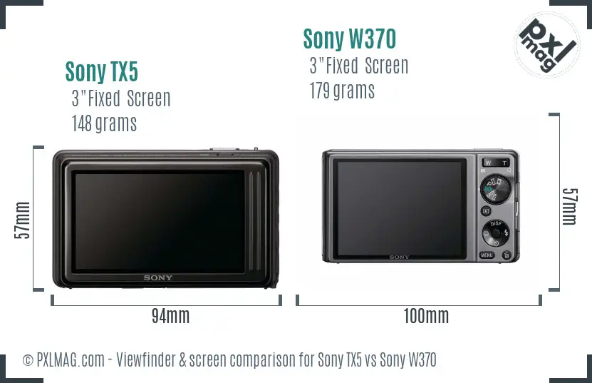 Sony TX5 vs Sony W370 Screen and Viewfinder comparison