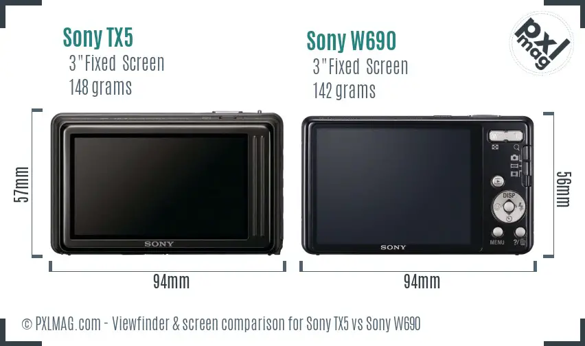 Sony TX5 vs Sony W690 Screen and Viewfinder comparison