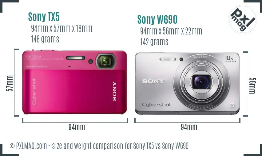 Sony TX5 vs Sony W690 size comparison