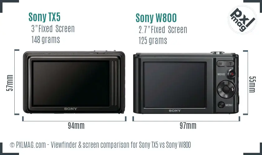 Sony TX5 vs Sony W800 Screen and Viewfinder comparison