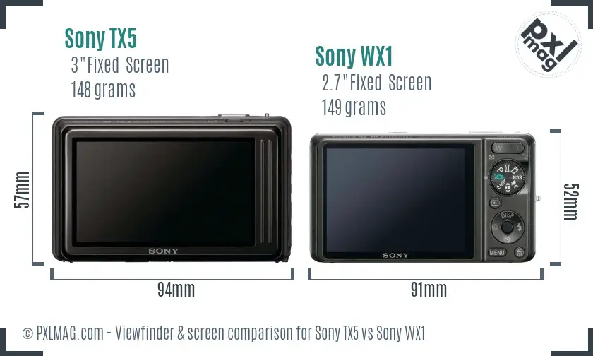 Sony TX5 vs Sony WX1 Screen and Viewfinder comparison