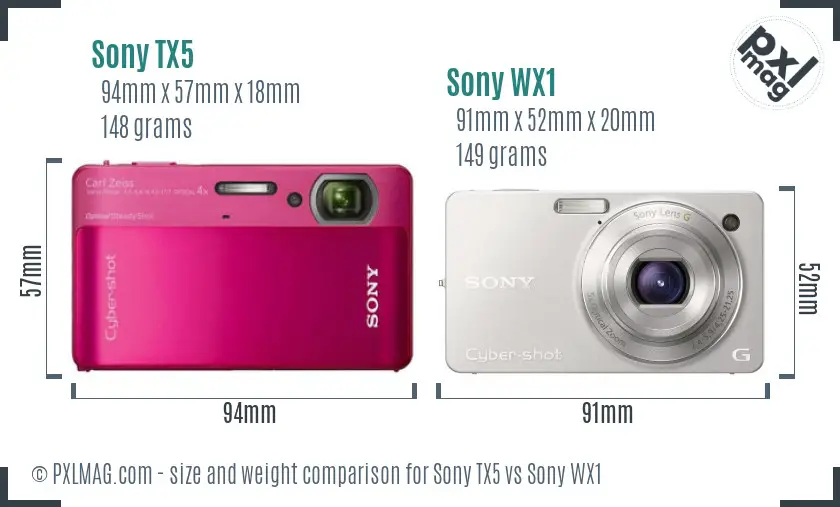 Sony TX5 vs Sony WX1 size comparison