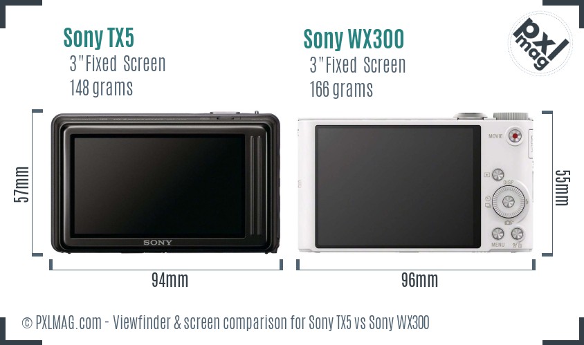 Sony TX5 vs Sony WX300 Screen and Viewfinder comparison