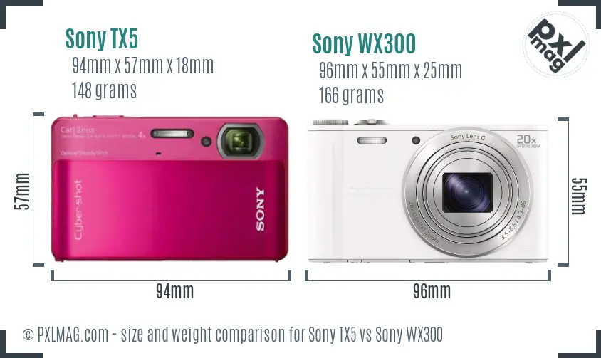 Sony TX5 vs Sony WX300 size comparison