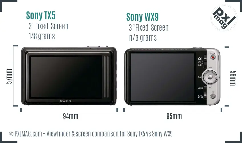 Sony TX5 vs Sony WX9 Screen and Viewfinder comparison