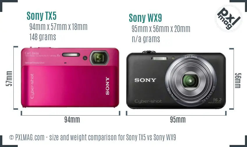 Sony TX5 vs Sony WX9 size comparison