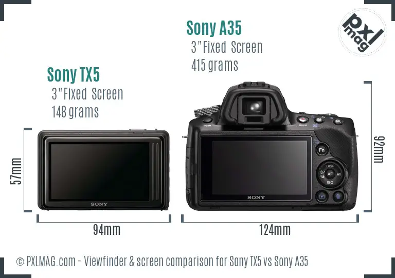 Sony TX5 vs Sony A35 Screen and Viewfinder comparison