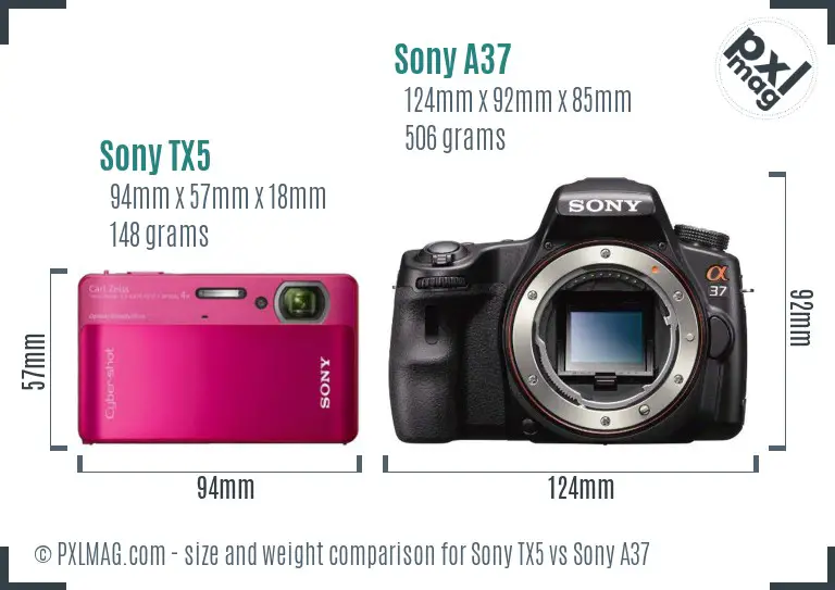 Sony TX5 vs Sony A37 size comparison