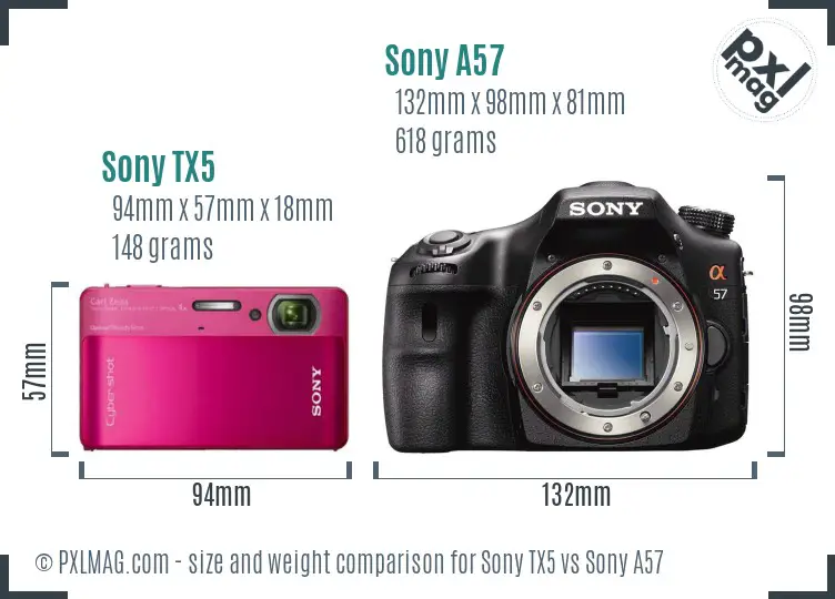 Sony TX5 vs Sony A57 size comparison