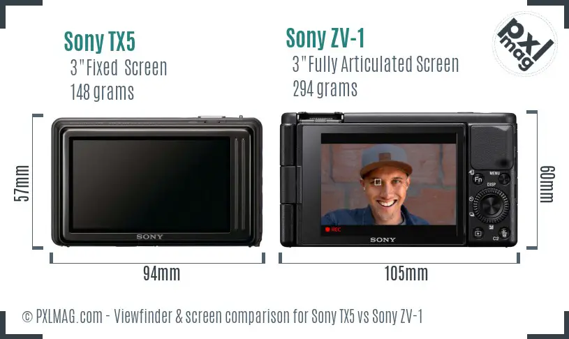 Sony TX5 vs Sony ZV-1 Screen and Viewfinder comparison