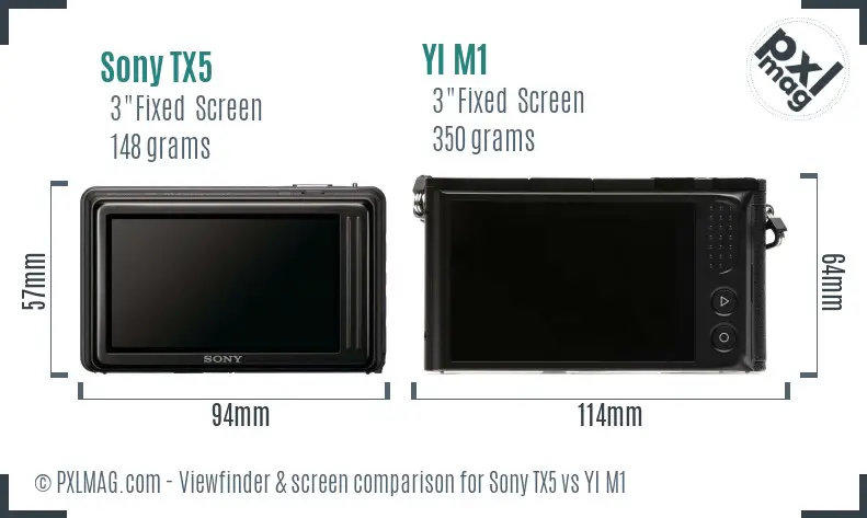 Sony TX5 vs YI M1 Screen and Viewfinder comparison