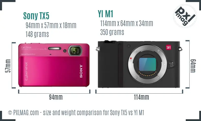 Sony TX5 vs YI M1 size comparison