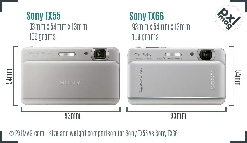 Sony TX55 vs Sony TX66 size comparison