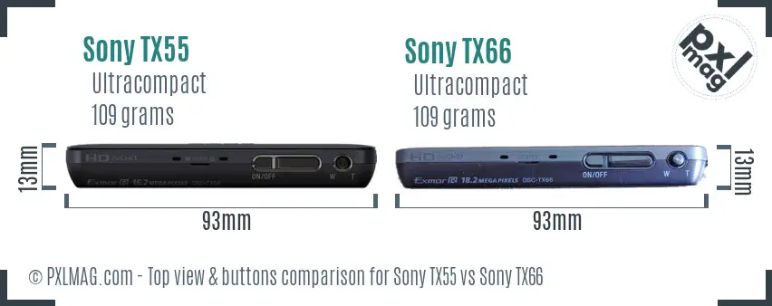 Sony TX55 vs Sony TX66 top view buttons comparison