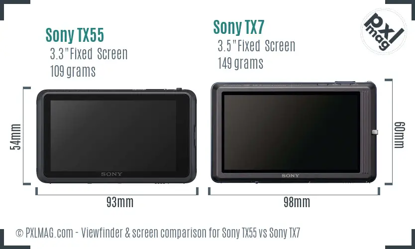 Sony TX55 vs Sony TX7 Screen and Viewfinder comparison