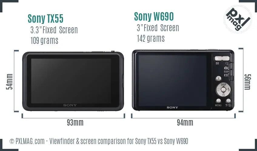 Sony TX55 vs Sony W690 Screen and Viewfinder comparison
