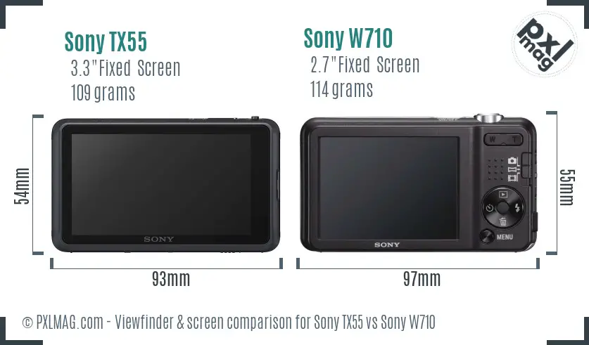 Sony TX55 vs Sony W710 Screen and Viewfinder comparison