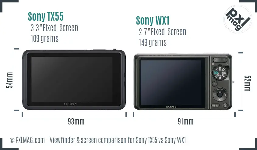 Sony TX55 vs Sony WX1 Screen and Viewfinder comparison