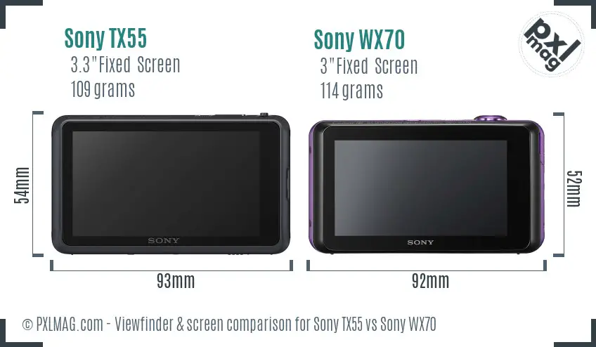 Sony TX55 vs Sony WX70 Screen and Viewfinder comparison