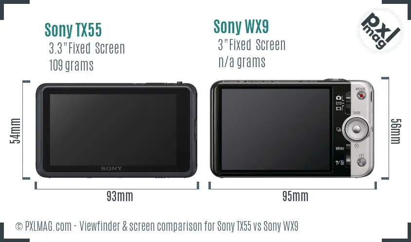 Sony TX55 vs Sony WX9 Screen and Viewfinder comparison