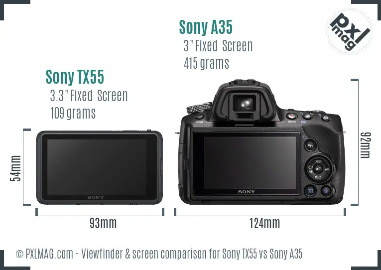 Sony TX55 vs Sony A35 Screen and Viewfinder comparison