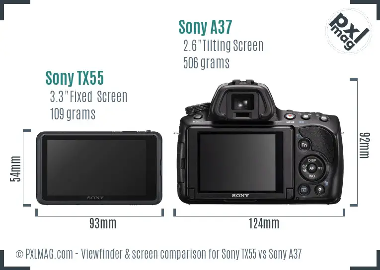 Sony TX55 vs Sony A37 Screen and Viewfinder comparison
