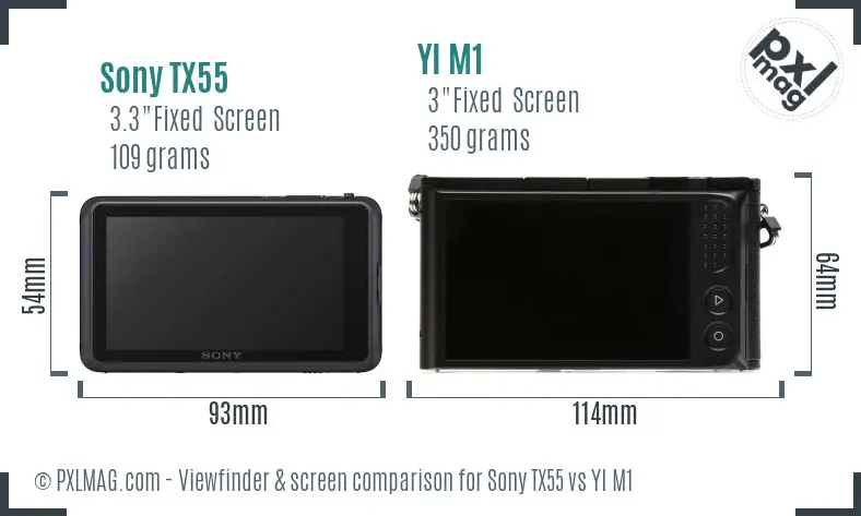 Sony TX55 vs YI M1 Screen and Viewfinder comparison
