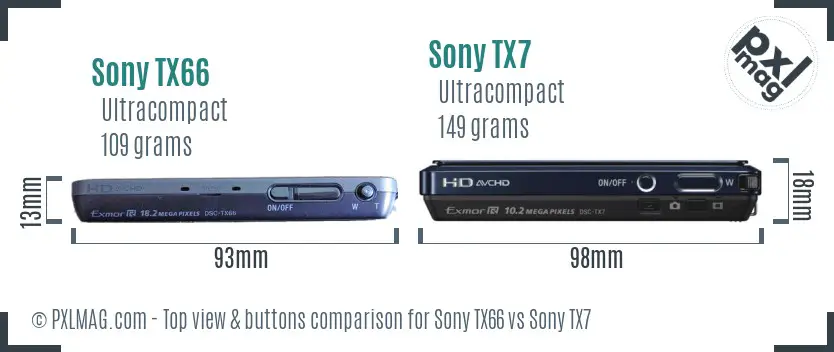 Sony TX66 vs Sony TX7 top view buttons comparison