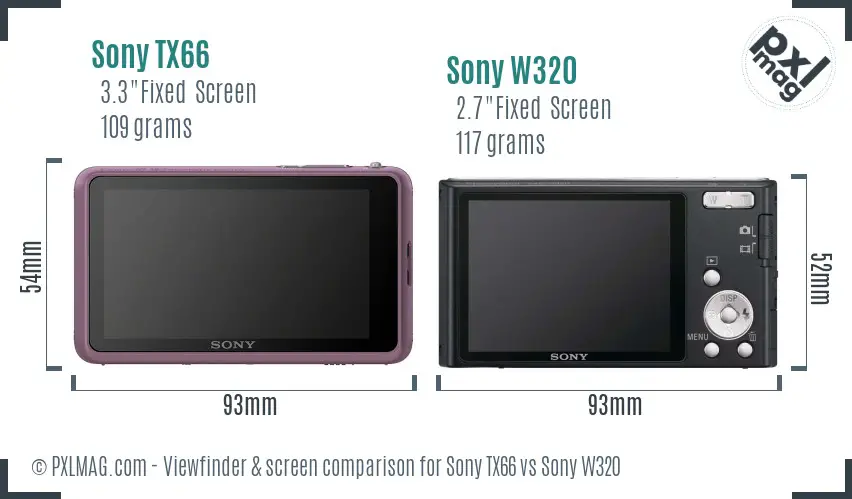 Sony TX66 vs Sony W320 Screen and Viewfinder comparison