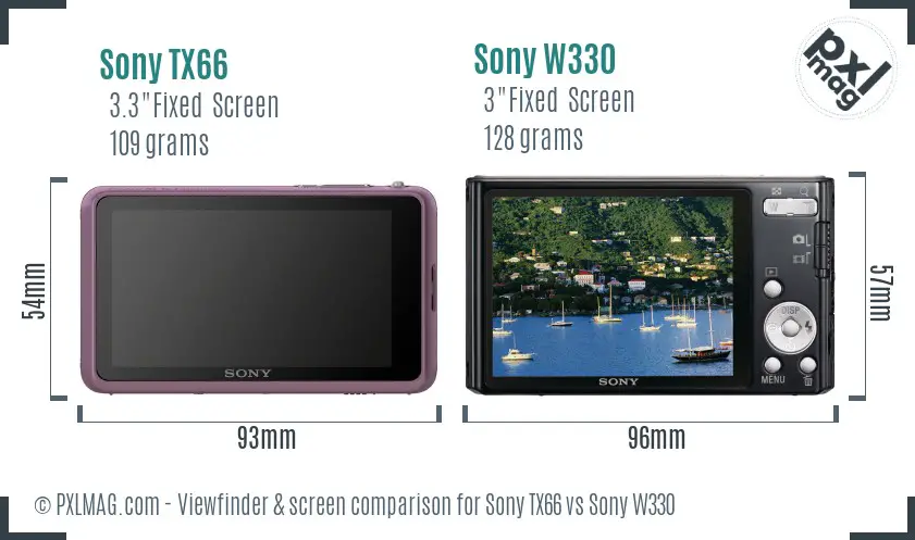 Sony TX66 vs Sony W330 Screen and Viewfinder comparison