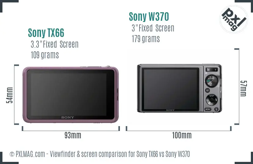 Sony TX66 vs Sony W370 Screen and Viewfinder comparison