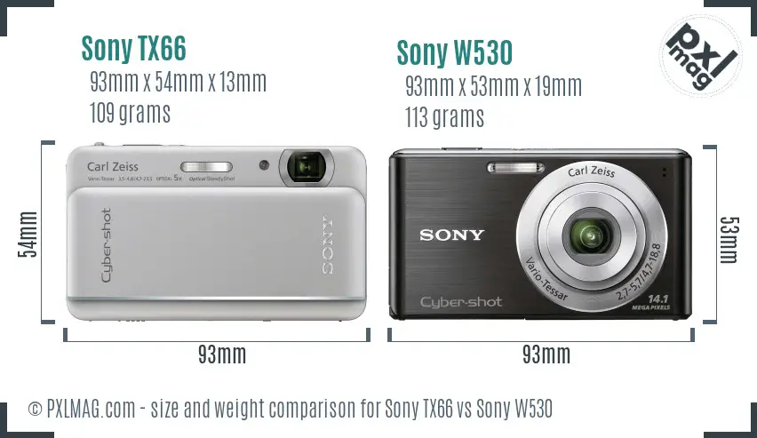 Sony TX66 vs Sony W530 size comparison
