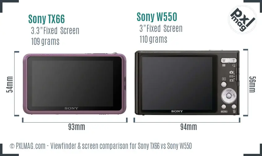 Sony TX66 vs Sony W550 Screen and Viewfinder comparison