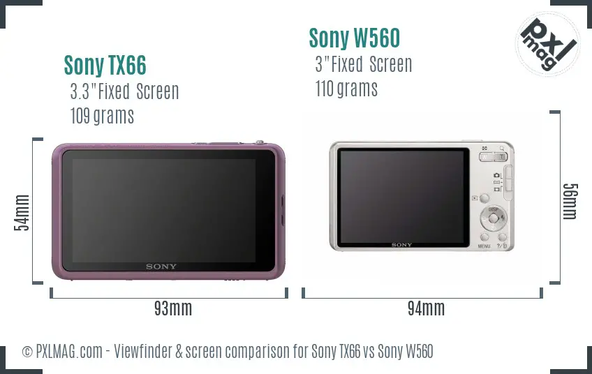 Sony TX66 vs Sony W560 Screen and Viewfinder comparison