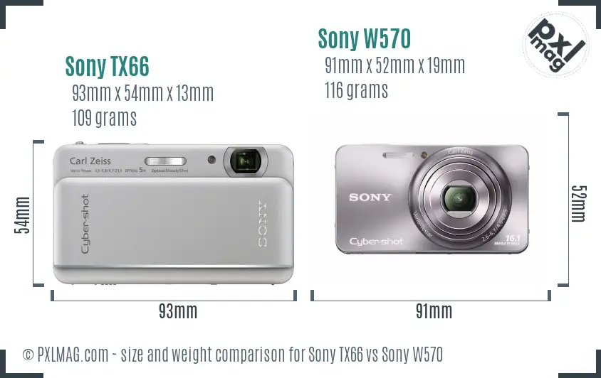 Sony TX66 vs Sony W570 size comparison