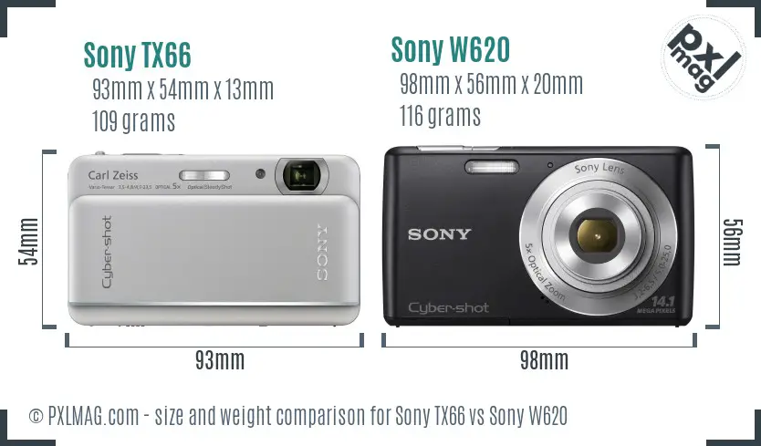 Sony TX66 vs Sony W620 size comparison