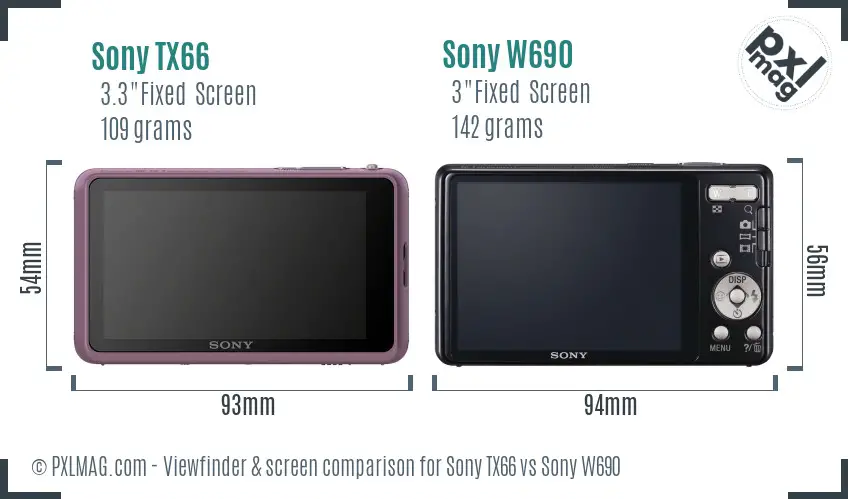 Sony TX66 vs Sony W690 Screen and Viewfinder comparison