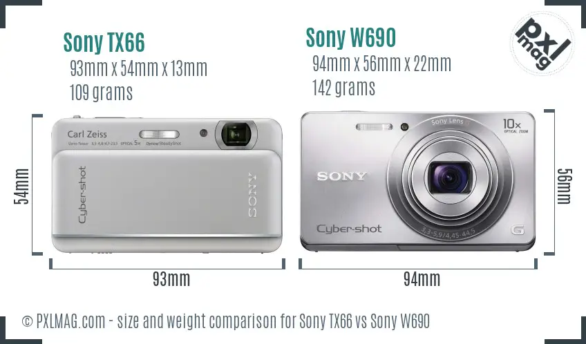 Sony TX66 vs Sony W690 size comparison