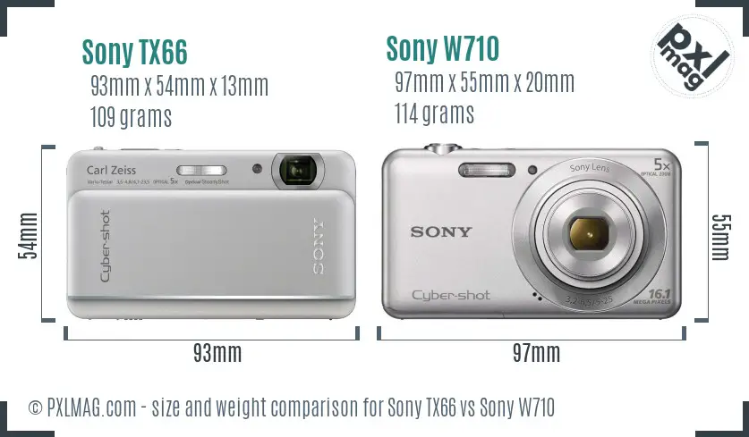 Sony TX66 vs Sony W710 size comparison