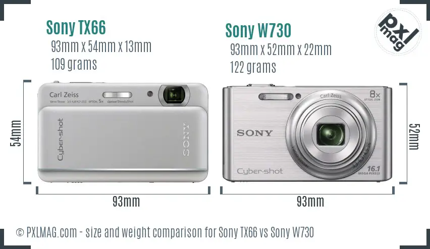 Sony TX66 vs Sony W730 size comparison