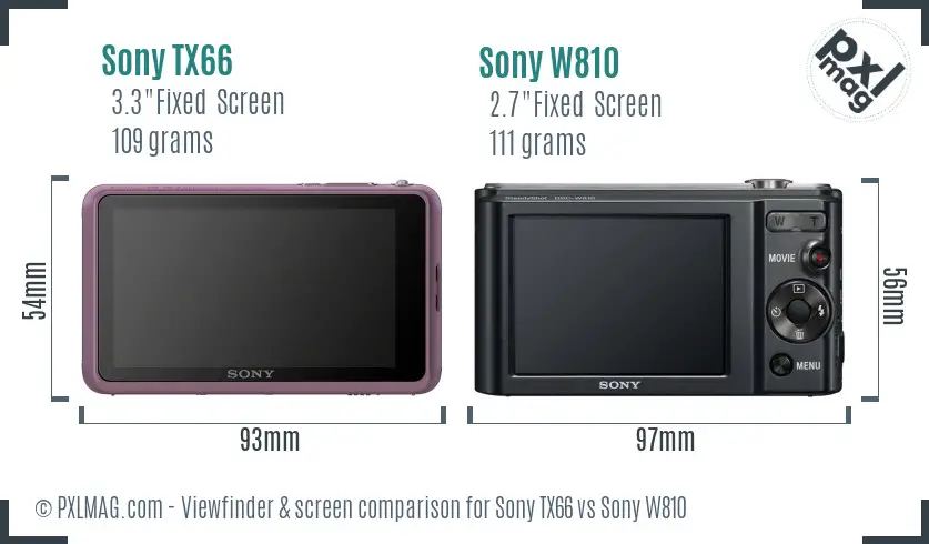 Sony TX66 vs Sony W810 Screen and Viewfinder comparison