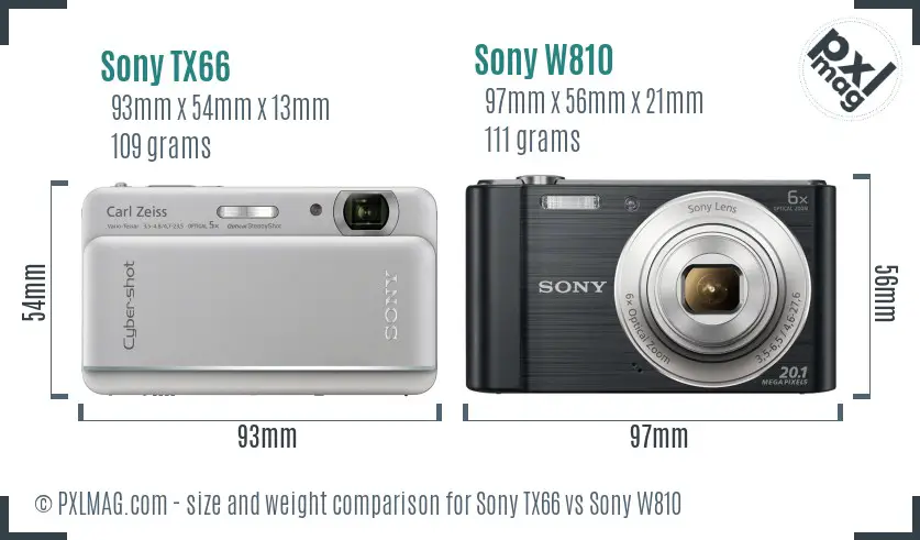 Sony TX66 vs Sony W810 size comparison