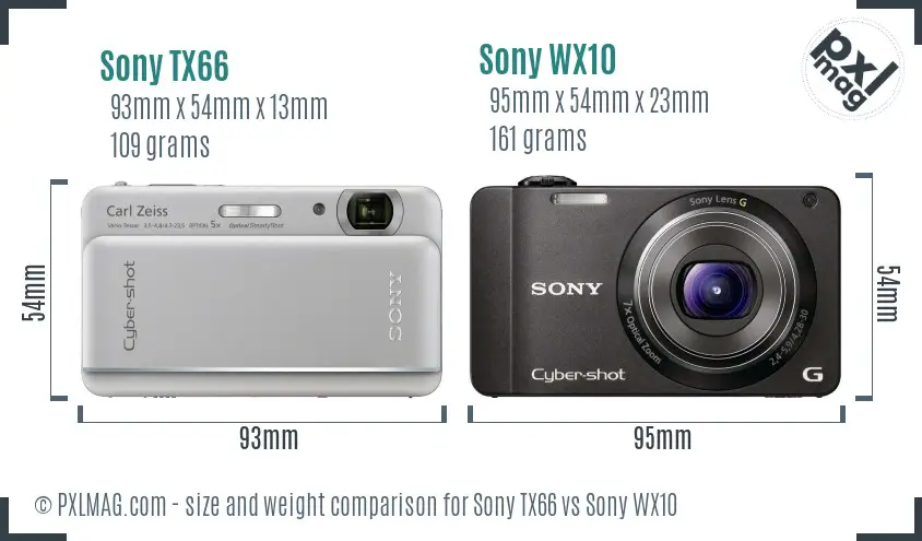 Sony TX66 vs Sony WX10 size comparison