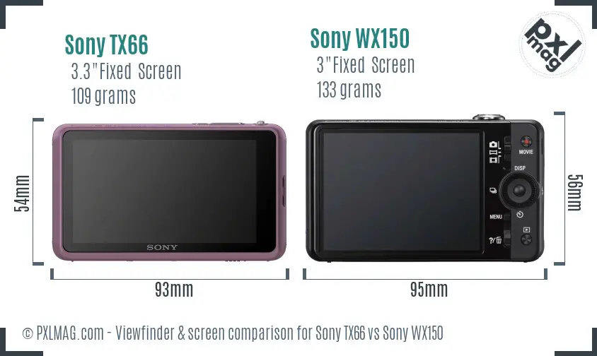 Sony TX66 vs Sony WX150 Screen and Viewfinder comparison
