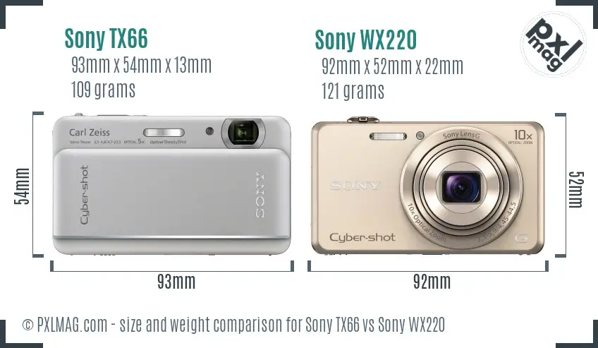 Sony TX66 vs Sony WX220 size comparison