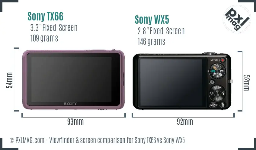 Sony TX66 vs Sony WX5 Screen and Viewfinder comparison