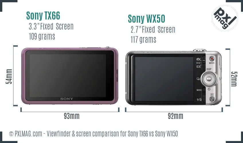 Sony TX66 vs Sony WX50 Screen and Viewfinder comparison