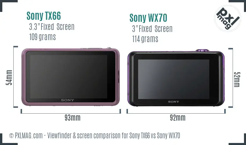 Sony TX66 vs Sony WX70 Screen and Viewfinder comparison